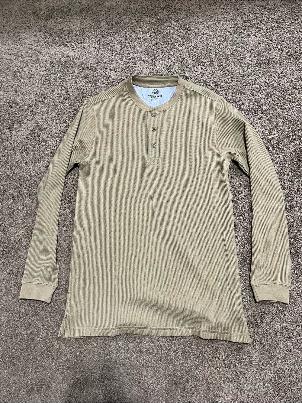 Alpine Design Men's Waffle Henley Crewneck Sweater - Khaki